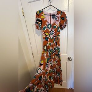 ModCloth orange floral maxi dress, xxs